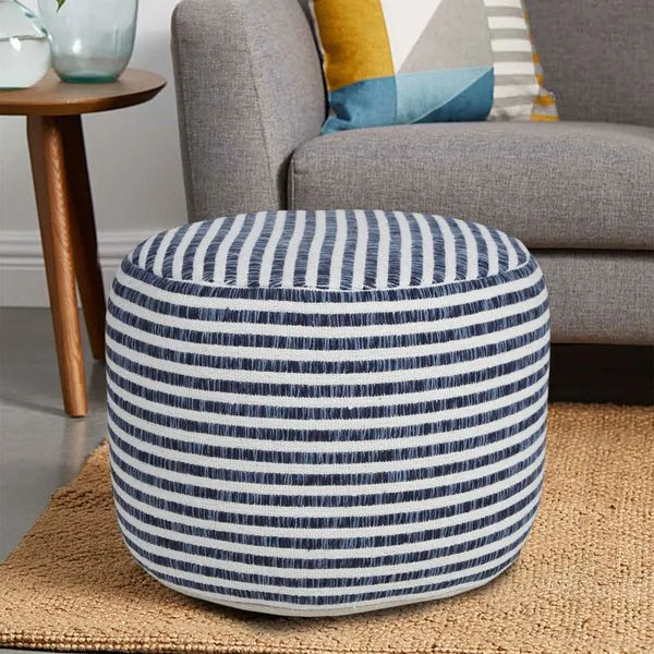 Quincy 34064BLU Blue Pouf - Rug & Home