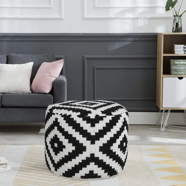 Quincy 34068BLK Black Pouf - Rug & Home