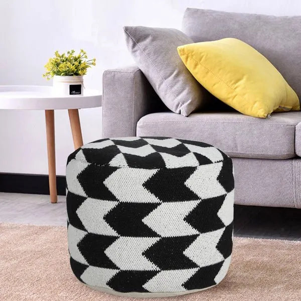 Quincy 34069BLK Black Pouf - Rug & Home