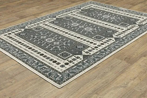 Raylan RAY01 Grey/Ivory Rug
