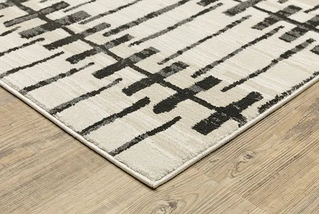 Raylan RAY11 Black/Ivory Rug - Rug & Home