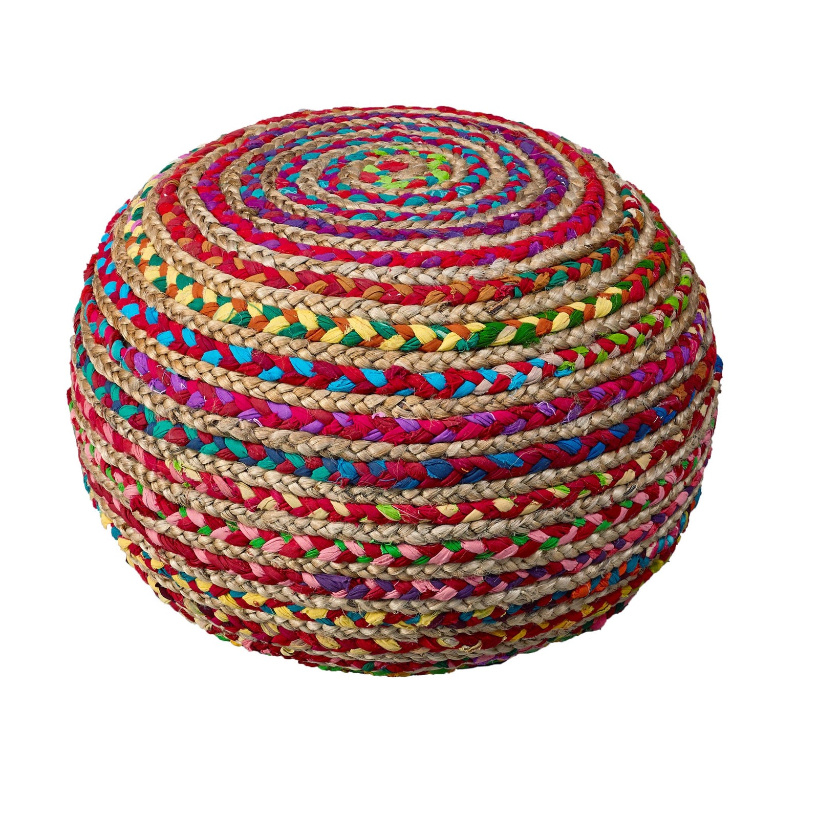 Recycled Natural Braided LR99705 Pouf - Rug & Home