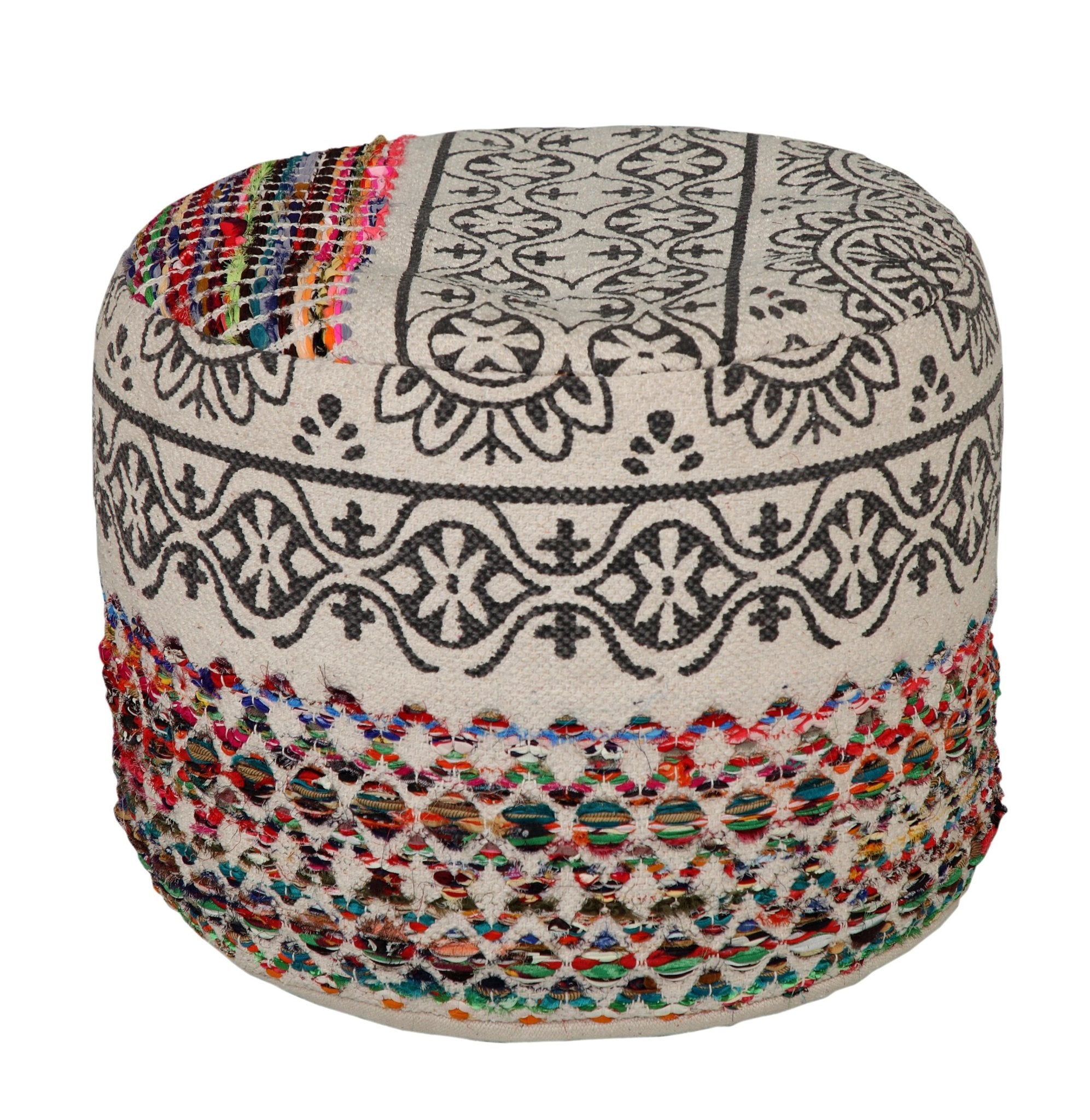 Recycled Neo-Bohemian LR99717 Pouf - Rug & Home