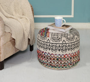 Recycled Neo-Bohemian LR99717 Pouf - Rug & Home