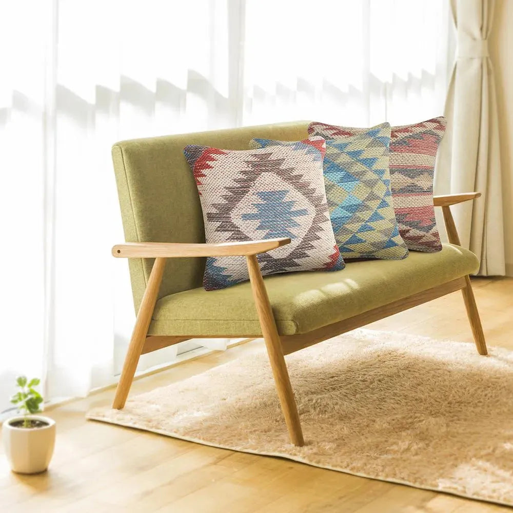 Red, Blue, and Gray Southwestern LR081536 Throw Pillow