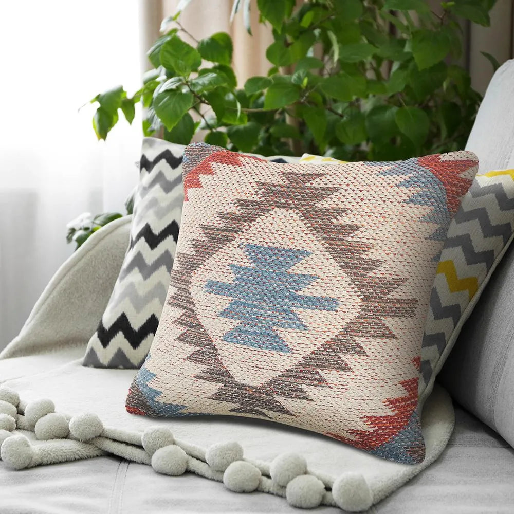 Red, Blue, and Gray Southwestern LR081536 Throw Pillow - Rug & Home