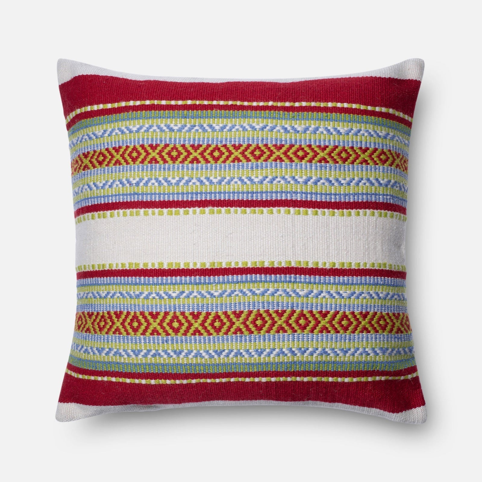Red / Multi Square P0213 Pillow