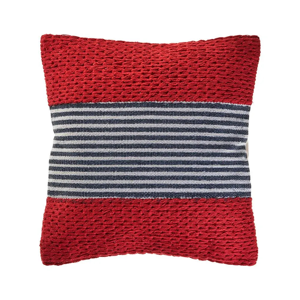 Red Nautical Striped LR07428 Throw Pillow - Rug & Home