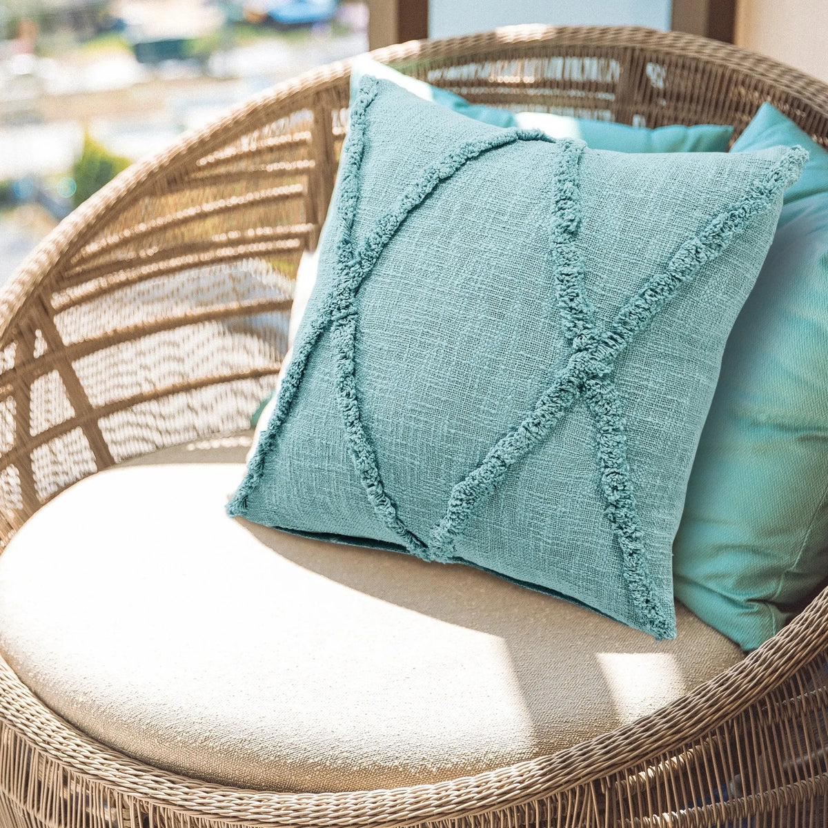 Reese Lr07736 Aqua Sky Blue Pillow - Rug & Home