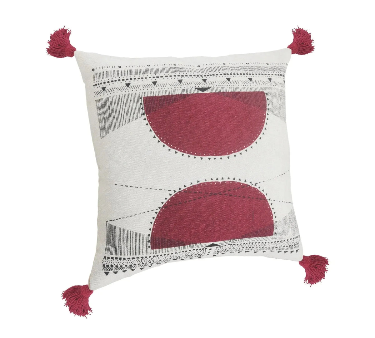 Reflective Sun Geometric Lr07574 Black/Red Pillow