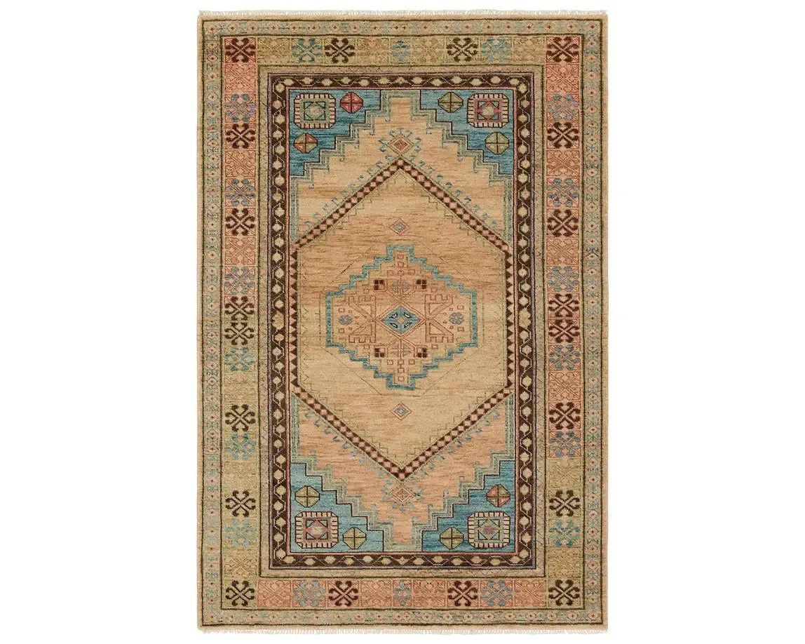 Reza REZ02 Beige/Blue Rug - Rug & Home