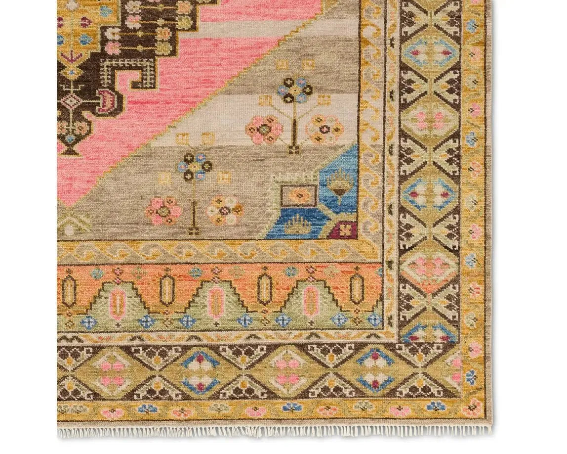 Reza REZ03 Gold/Pink Rug - Rug & Home