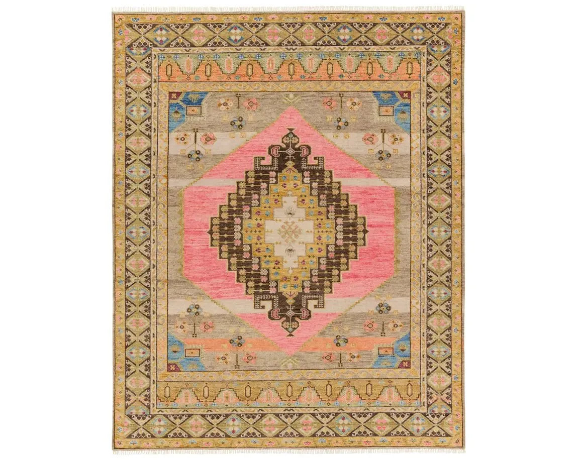 Reza REZ03 Gold/Pink Rug - Rug & Home