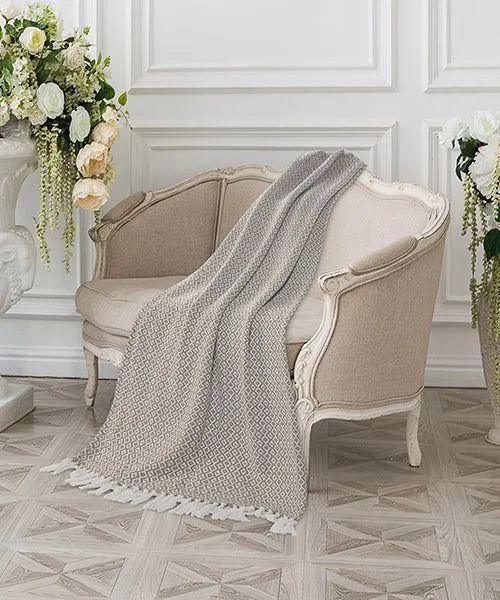 Rhombus 80180BEW Beige/White Throw Blanket - Rug & Home