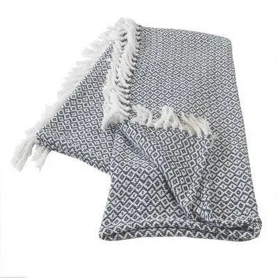 Rhombus 80180BUW Blue/White Throw Blanket