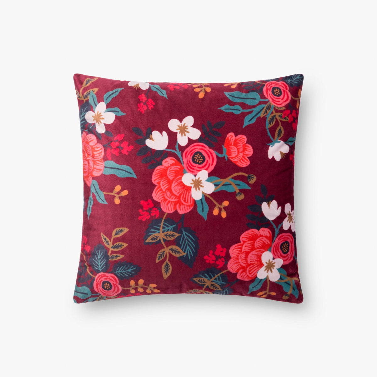 Rifle Paper Co P6025 Burgundy Pillow - Rug & Home