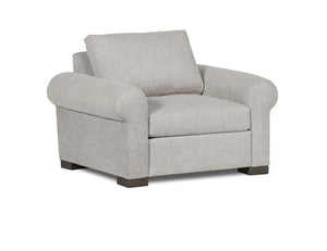 Rivera Arm Chair with Roll Arm, Jovan Fabric, Earth - Rug & Home