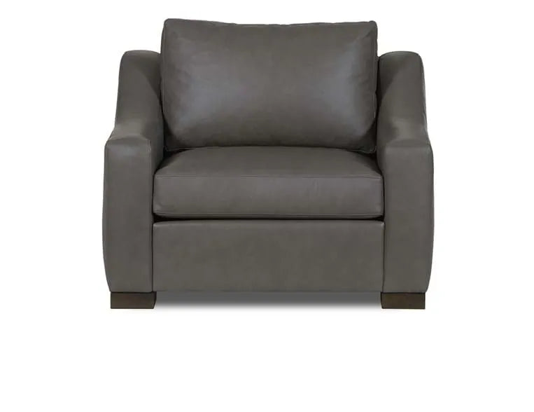 Rivera Arm Chair with Slope Arm, Elite Leather, Pewter - Rug & Home