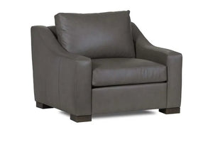 Rivera Arm Chair with Slope Arm, Elite Leather, Pewter - Rug & Home