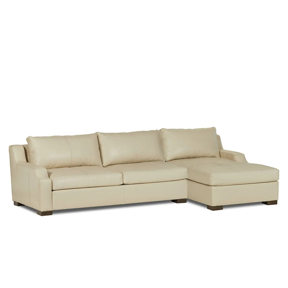 Rivera Sofa W/RAF Chaise, English Modern Arm, Vibrant Leather, Cream - Rug & Home