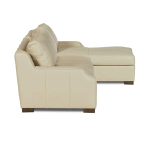 Rivera Sofa W/RAF Chaise, English Modern Arm, Vibrant Leather, Cream - Rug & Home