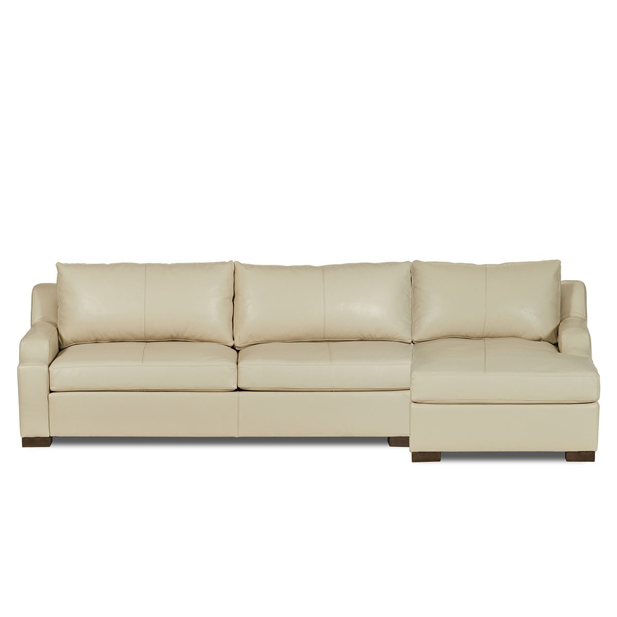 Rivera Sofa W/RAF Chaise, English Modern Arm, Vibrant Leather, Cream - Rug & Home