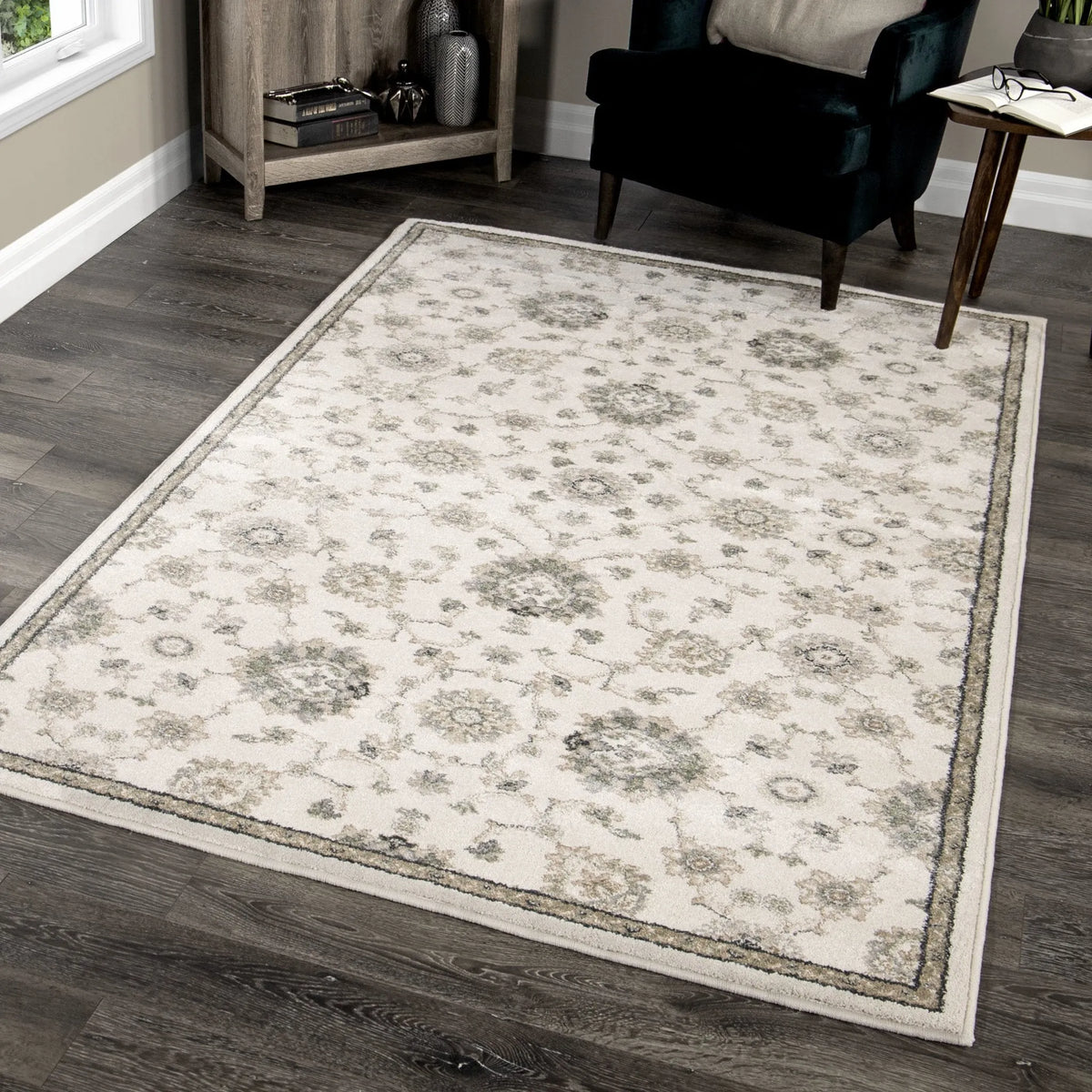 Riverstone 9013 Manor Sarouk Soft White Rug - Rug & Home