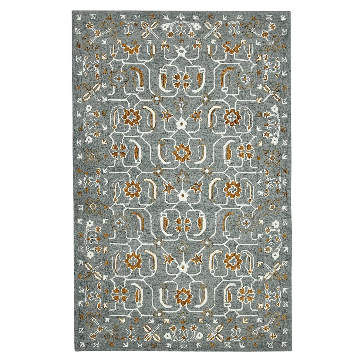 Romania ROM-5 Grey/Orange Rug - Rug & Home