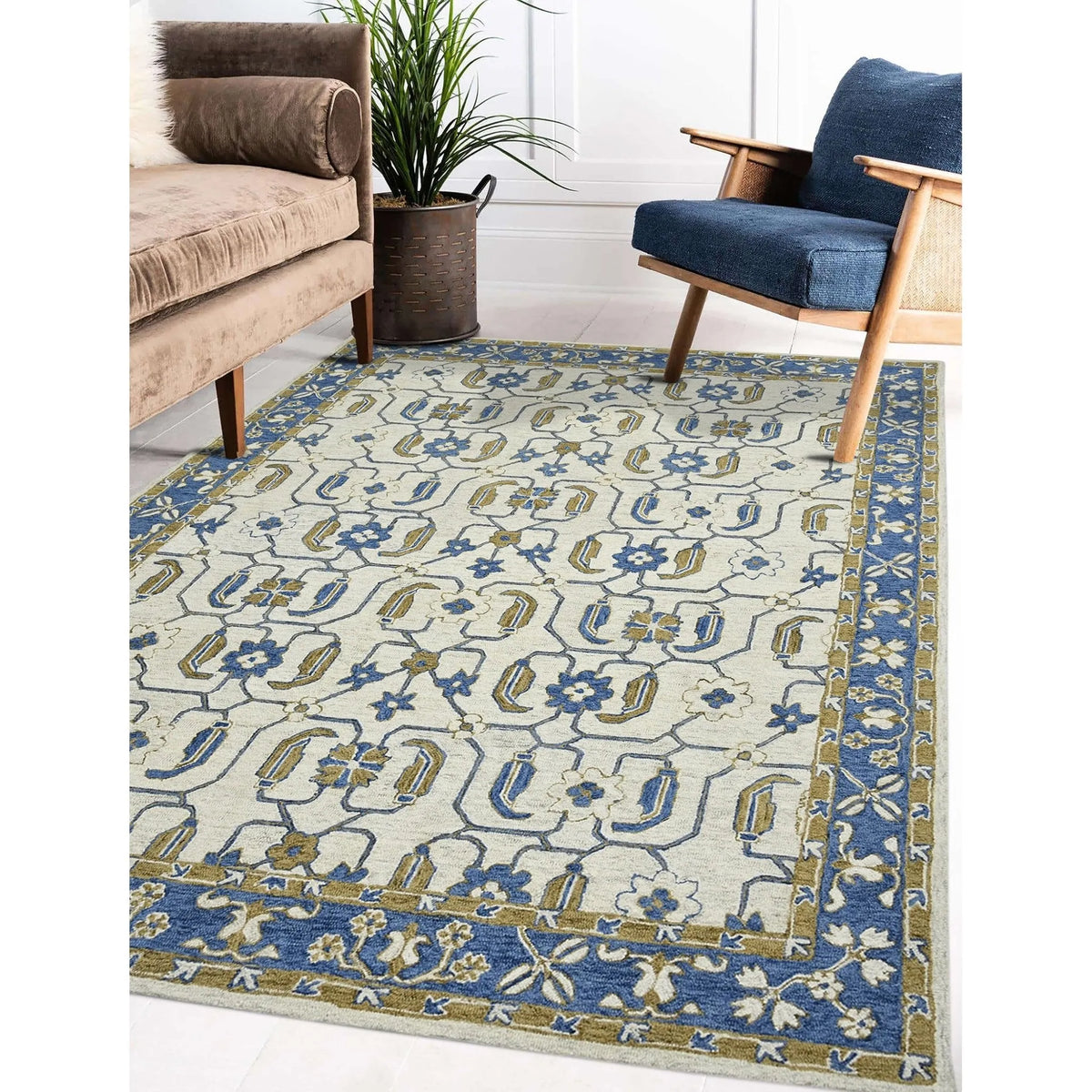 Romania ROM-8 Blue Rug - Rug & Home