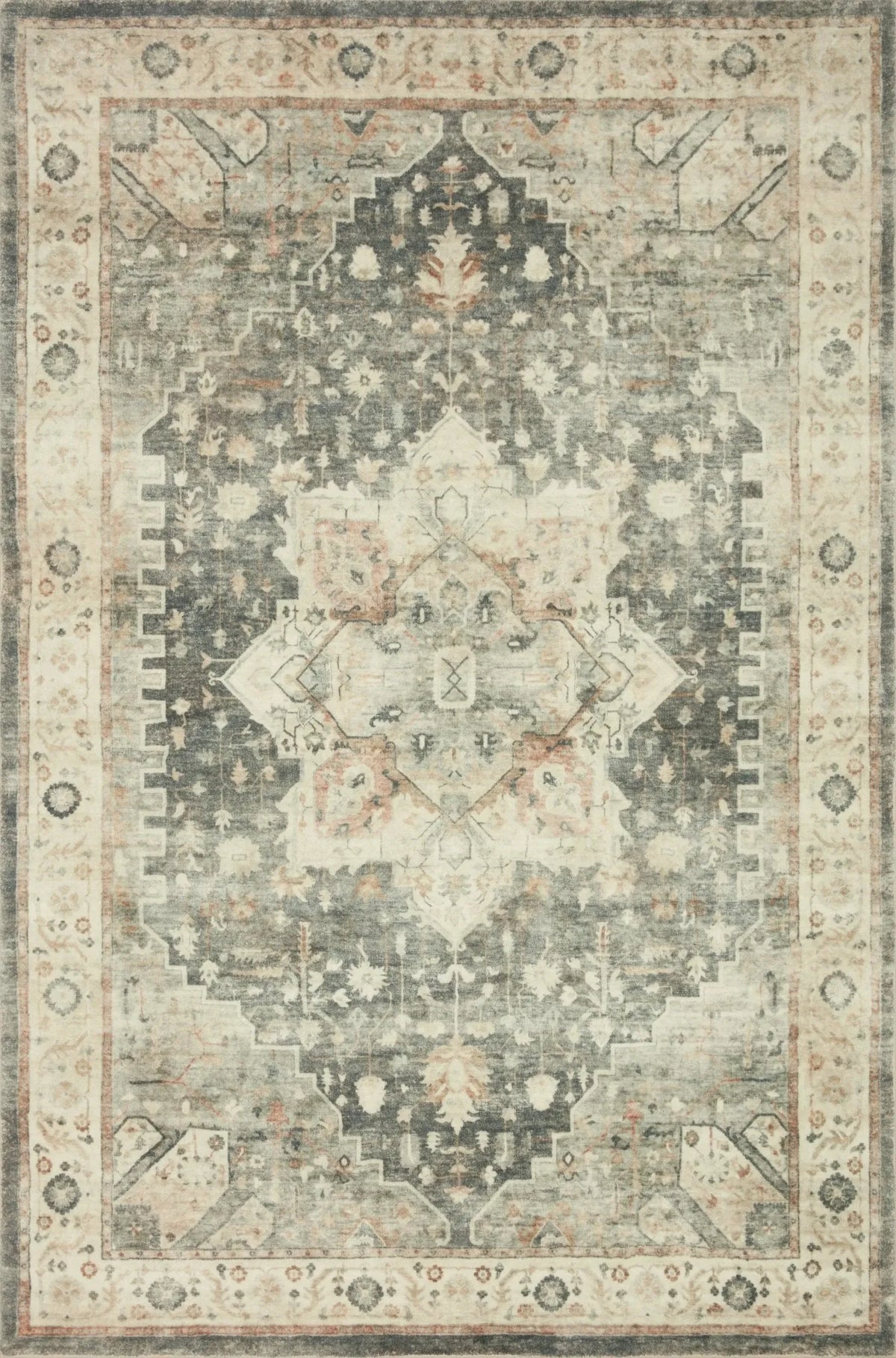 Rosette Ros-09 Slate/Ivory Rug - Rug & Home