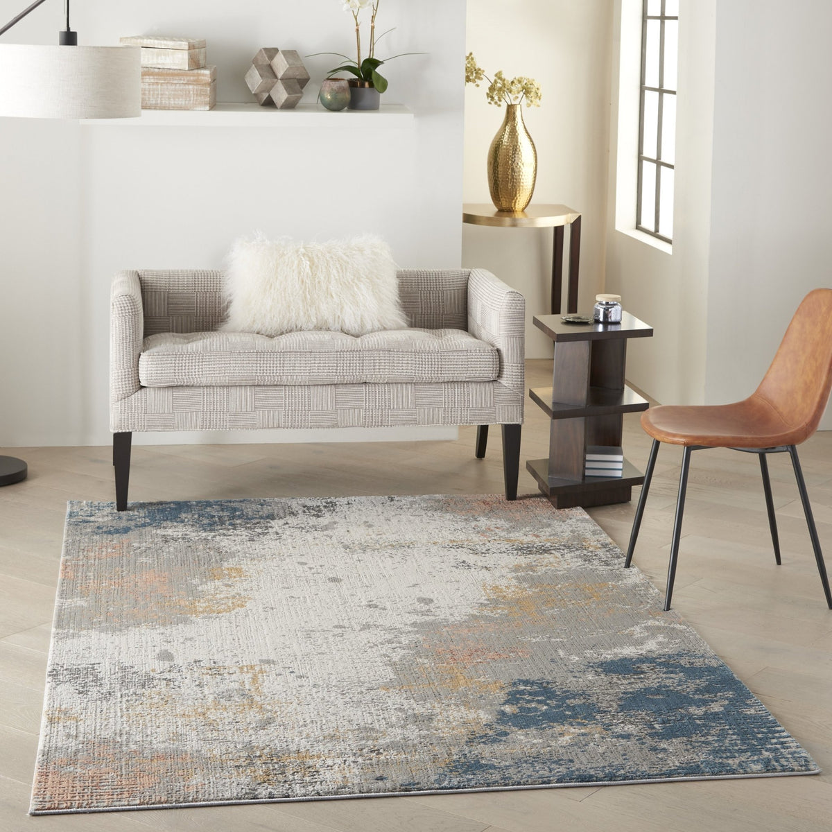 Rustic Textures RUS13 Grey/Blue Rug - Rug & Home
