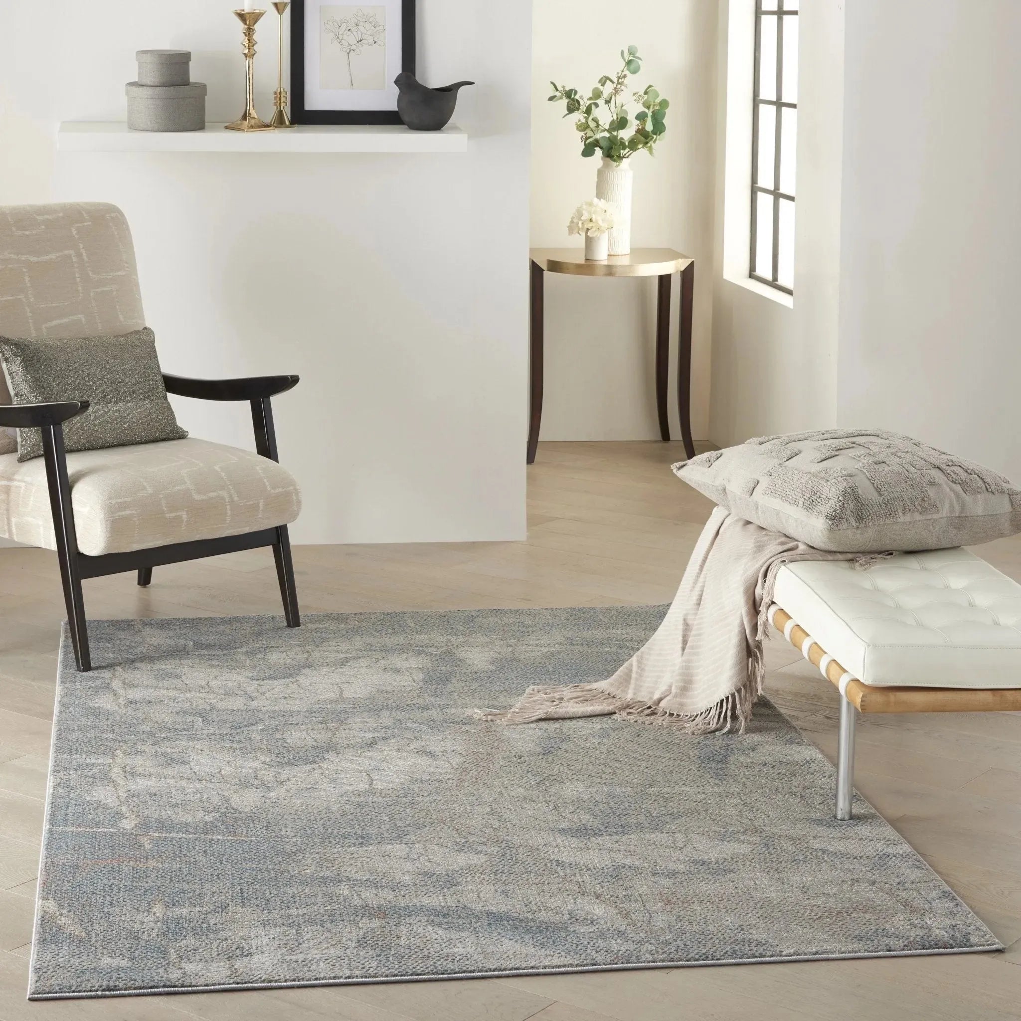 Rustic Textures RUS15 Light Grey/Blue Rug - Rug & Home