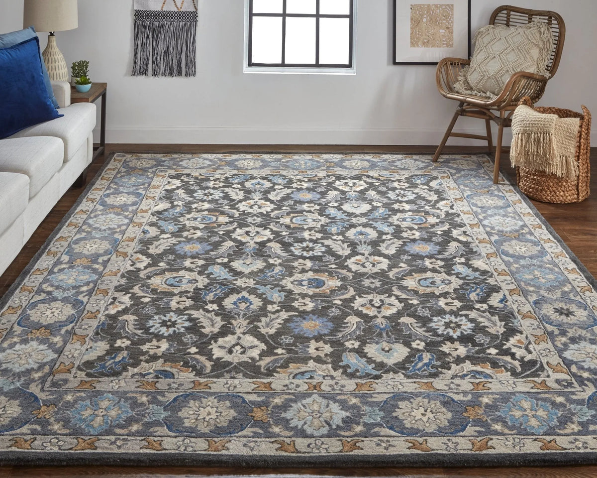 Rylan RYL8643F Taupe/Blue Rug - Rug & Home