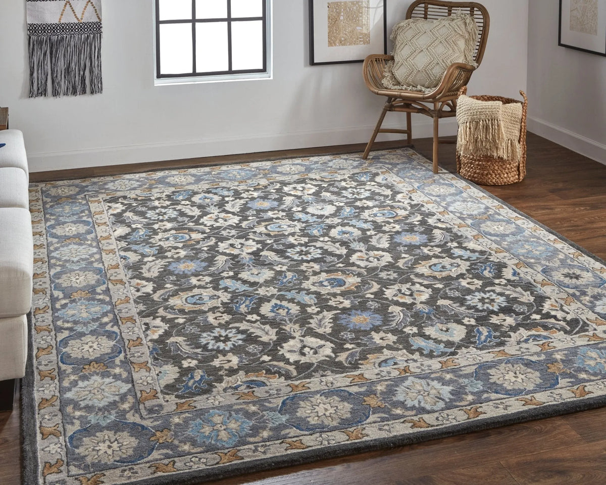 Rylan RYL8643F Taupe/Blue Rug - Rug & Home