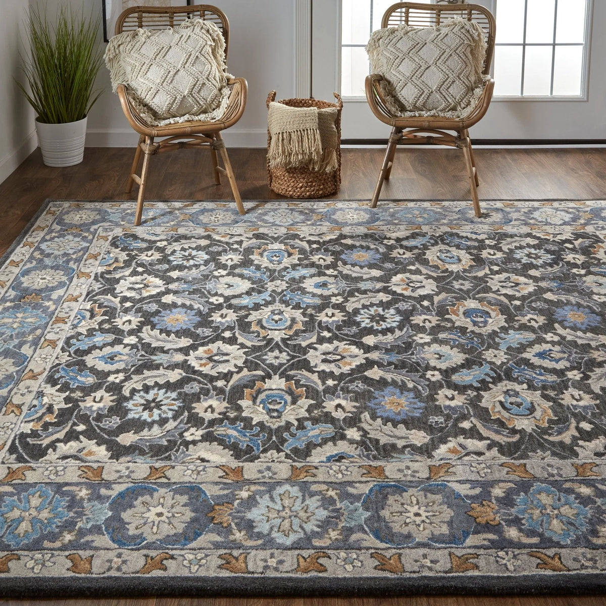 Rylan RYL8643F Taupe/Blue Rug - Rug & Home