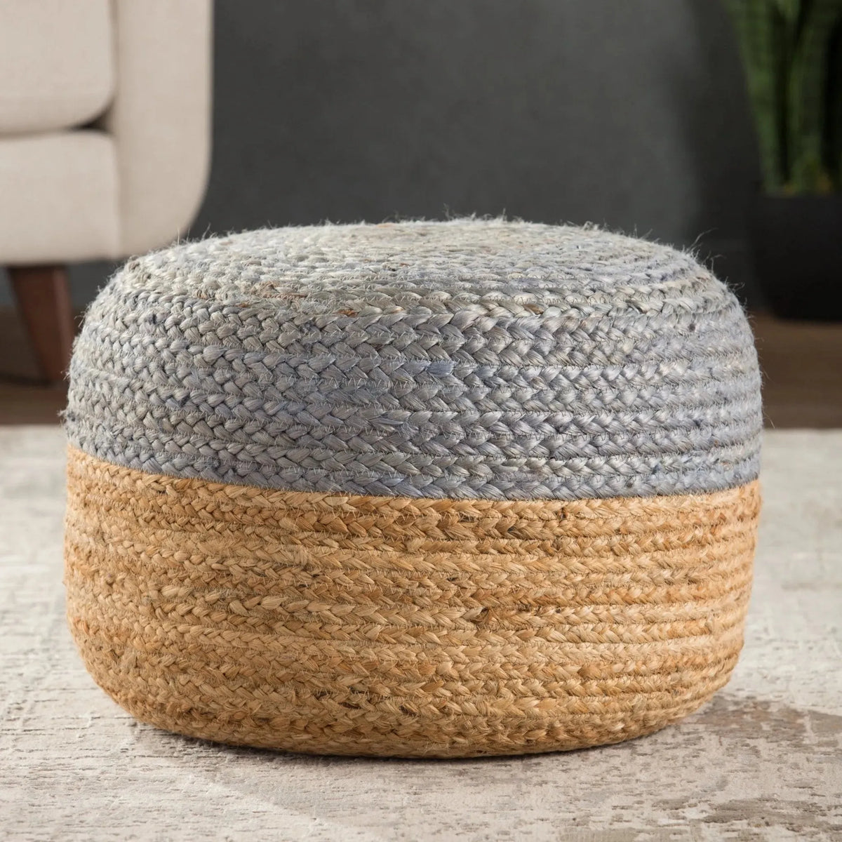 Saba Saa11 Oliana Light Gray/Beige Pouf
