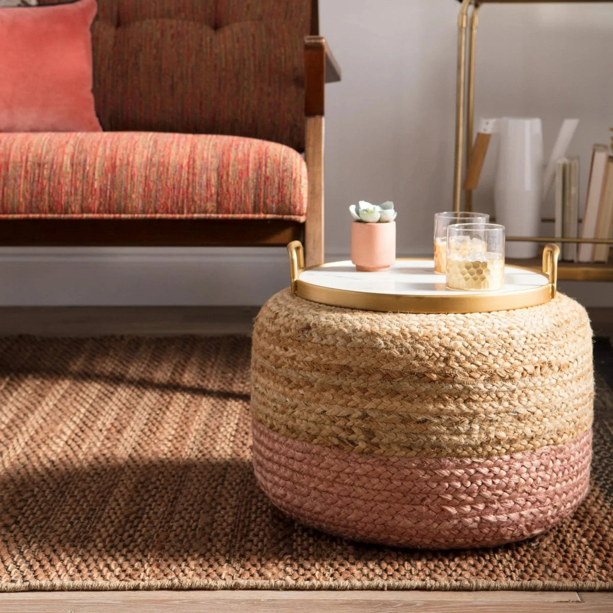 Saba Saa12 Oliana Light Pink/Beige Pouf