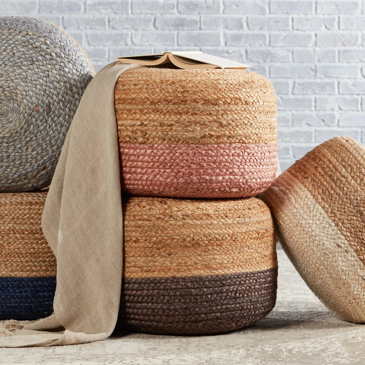 Saba Saa12 Oliana Light Pink/Beige Pouf