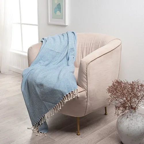 Sadie 80303LIB Light Blue Throw Blanket - Rug & Home