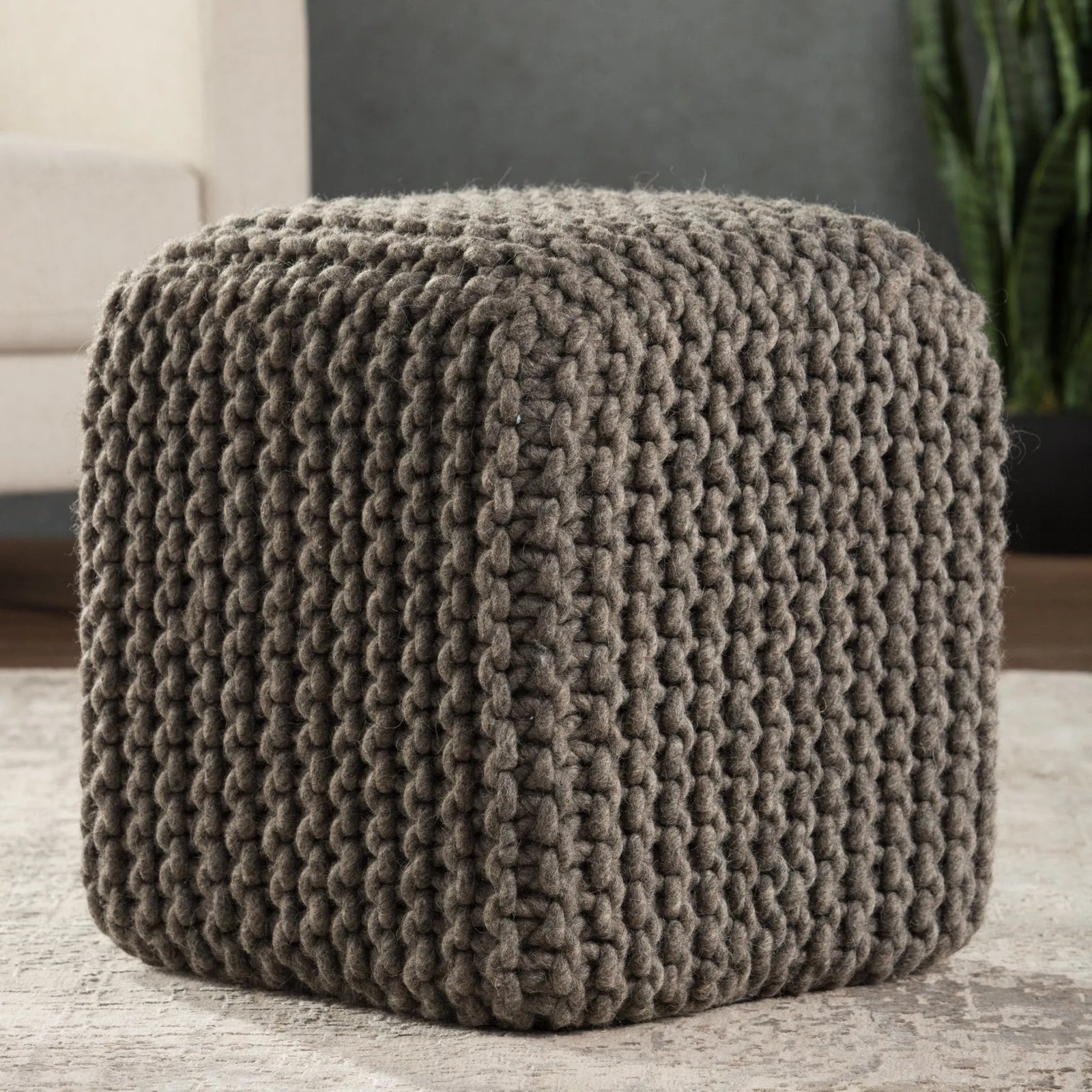 Scandinavia Pouf Scp17 Nata Gray Pouf - Rug & Home