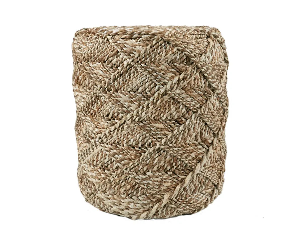 Scandinavia Pouf SCP20 Beige/White Pouf - Rug & Home