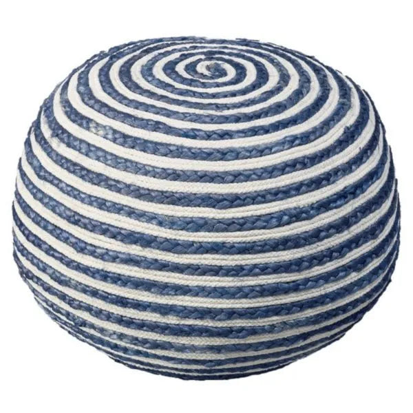 Serena 99701BUW Blue/White Pouf - Rug & Home