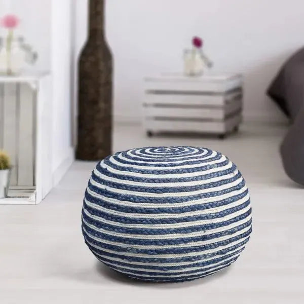 Serena 99701BUW Blue/White Pouf