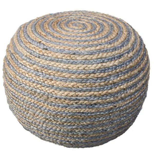 Serena 99702NGY Natural/Grey Pouf - Rug & Home