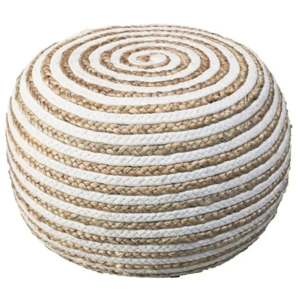 Serena 99703NTW Natural/White Pouf - Rug & Home