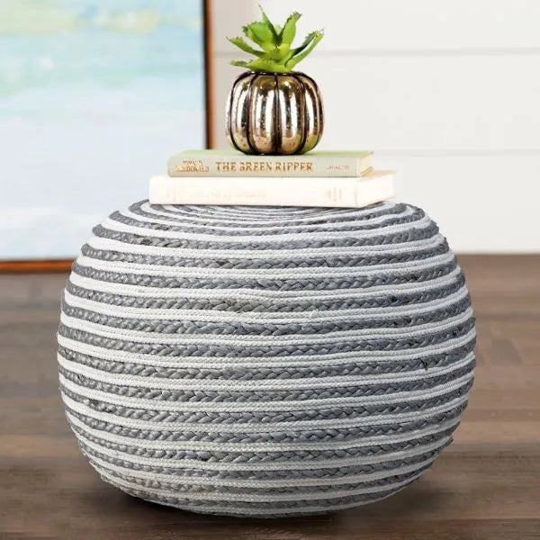 Serena 99704GYW Grey/White Pouf - Rug & Home