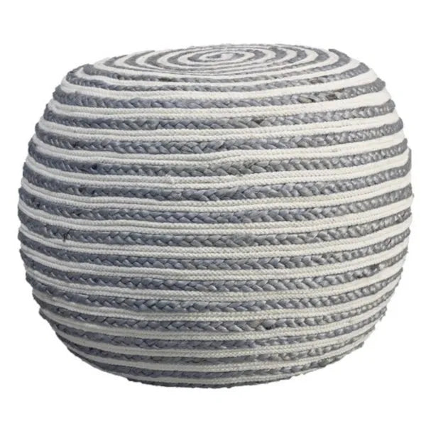 Serena 99704GYW Grey/White Pouf - Rug & Home