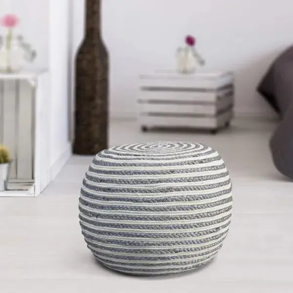 Serena 99704GYW Grey/White Pouf
