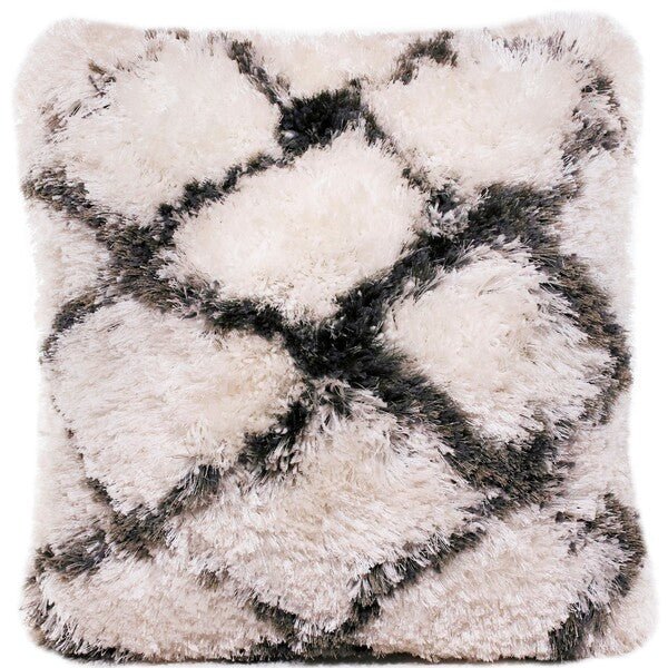 Shag 07753WLT White/Black Lattice Pillow - Rug & Home