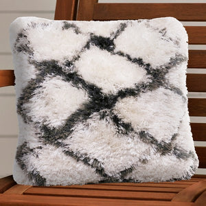 Shag 07753WLT White/Black Lattice Pillow - Rug & Home
